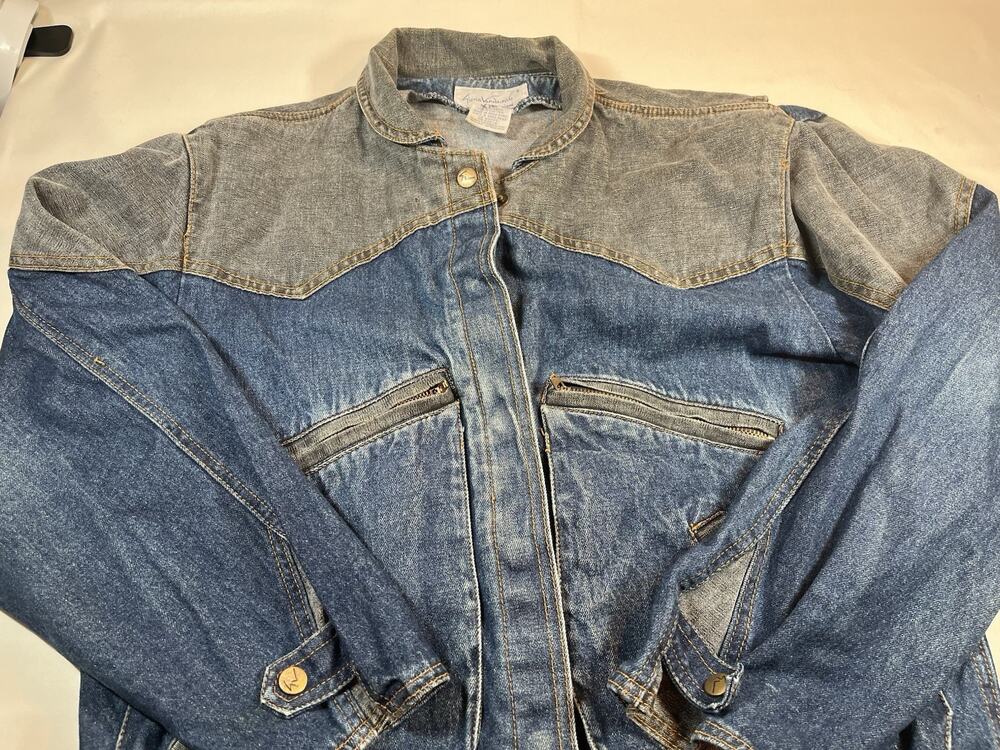 Vintage Gloria Vanderbilt for Murjani Denim Jacket Two Tone Moto 100% Cotton